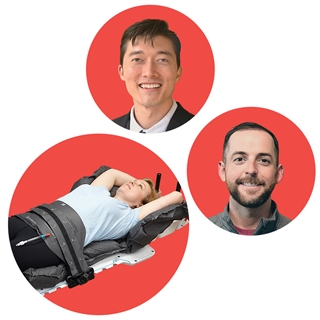 ONE Respiratory Belt on Patient and presenter photos of Yohan Walter and Daniel Speir