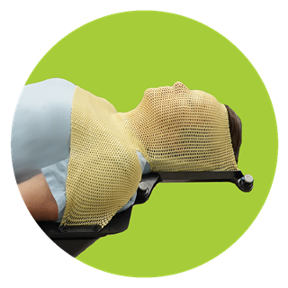 Proton patient wearing a Pronumbra mask