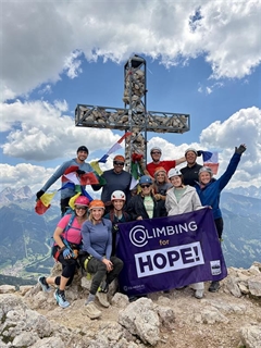 CQ team members on Radiating Hope climb in the Dolomites, Italy